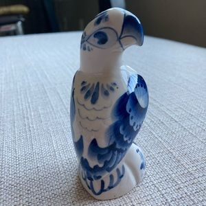Vintage Russian Gzhel porcelain bird, handmade